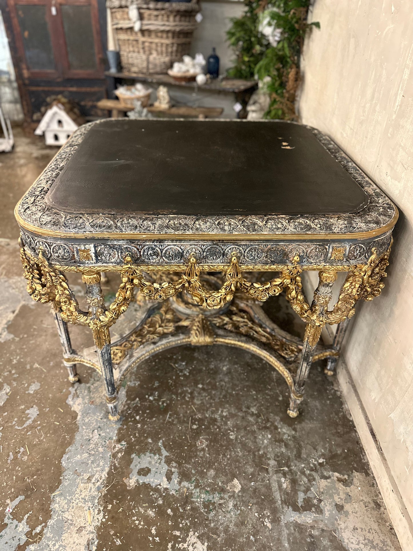 Rare, antique Italian console table, original paint