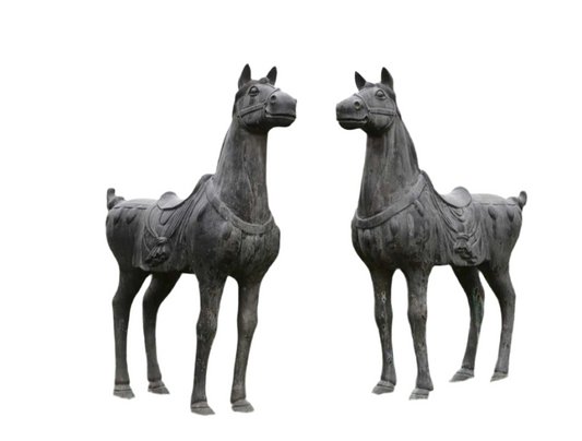 Antique Pair of solid bronze horses, 4.5x4.5ft