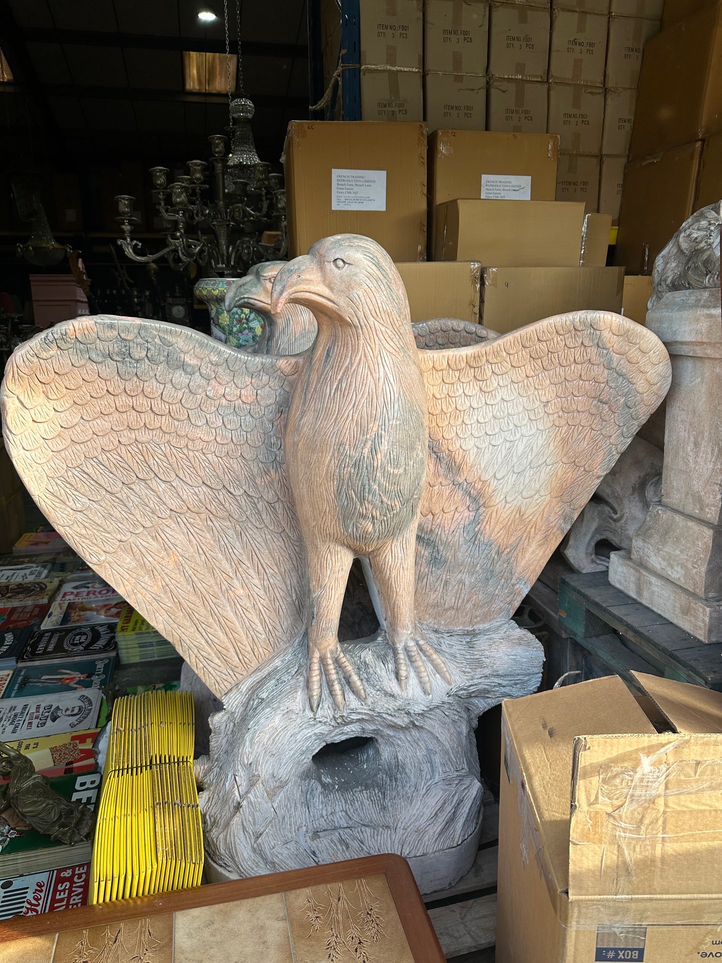 Pair of, Italian marble 1950’s carved eagles (priced individually)