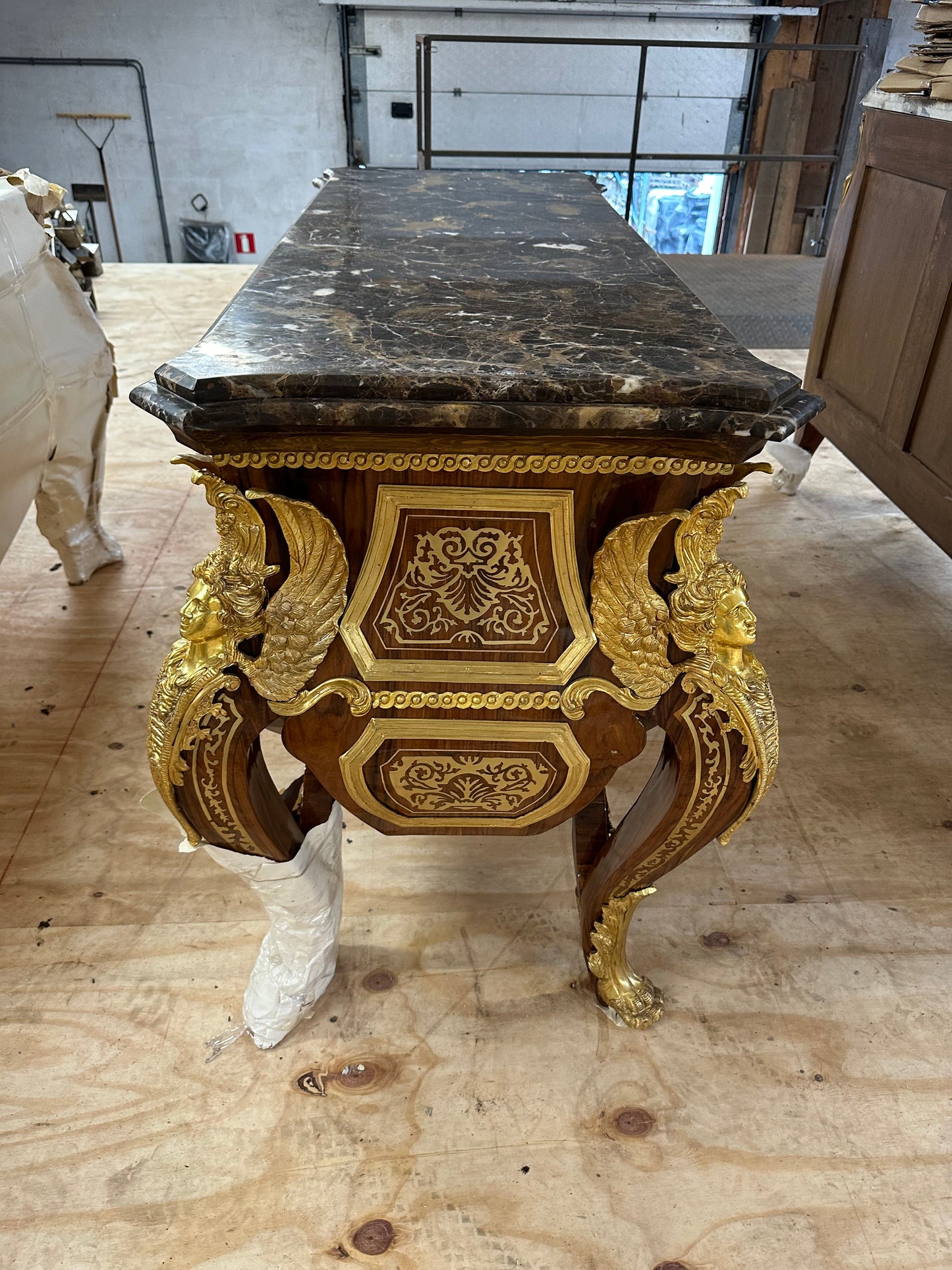 Rare, French baroque, bronze mounted chest of drawers, Linke style (pair available)