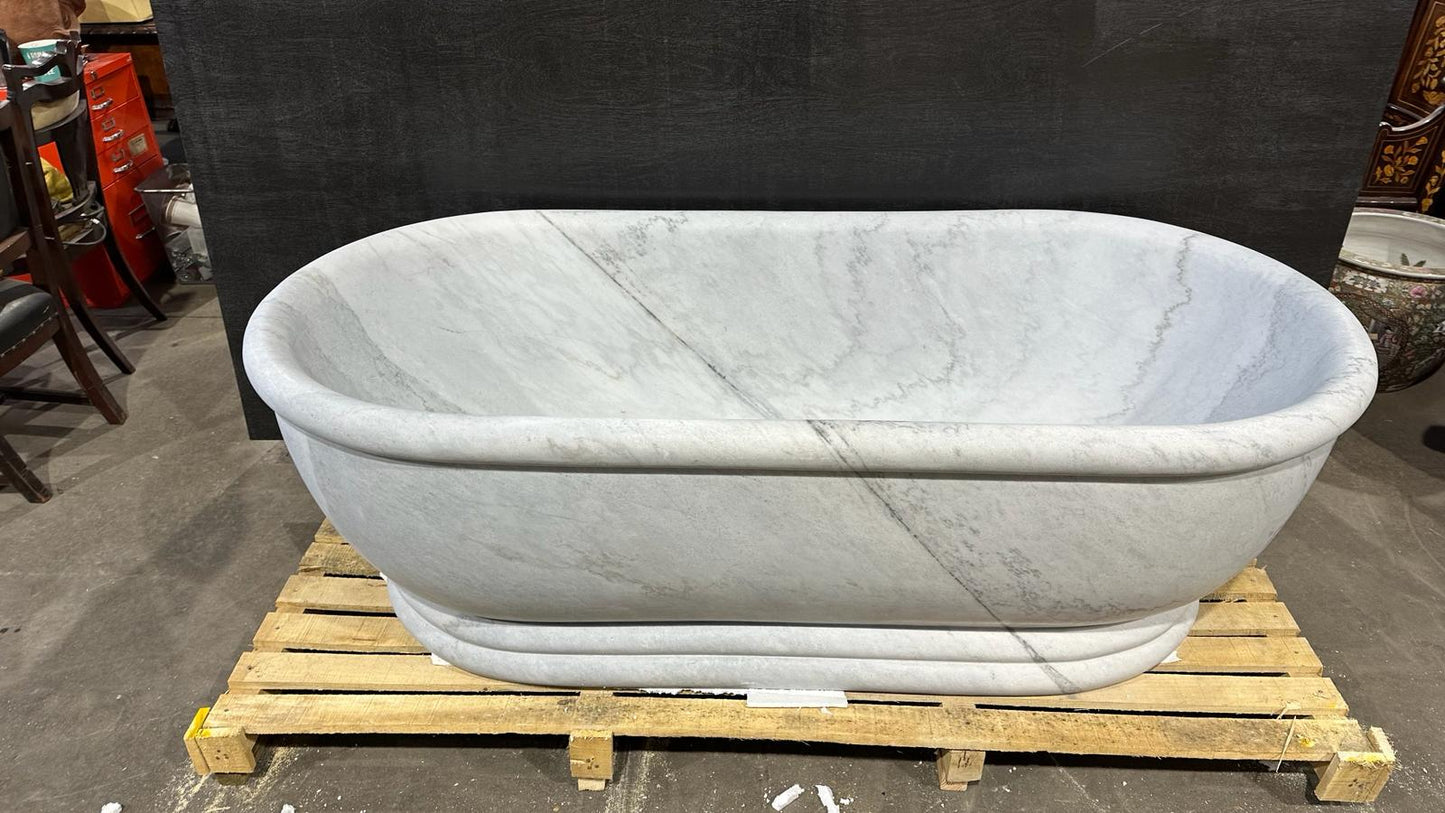 Italian solid marble bath, 188cm long, double ended