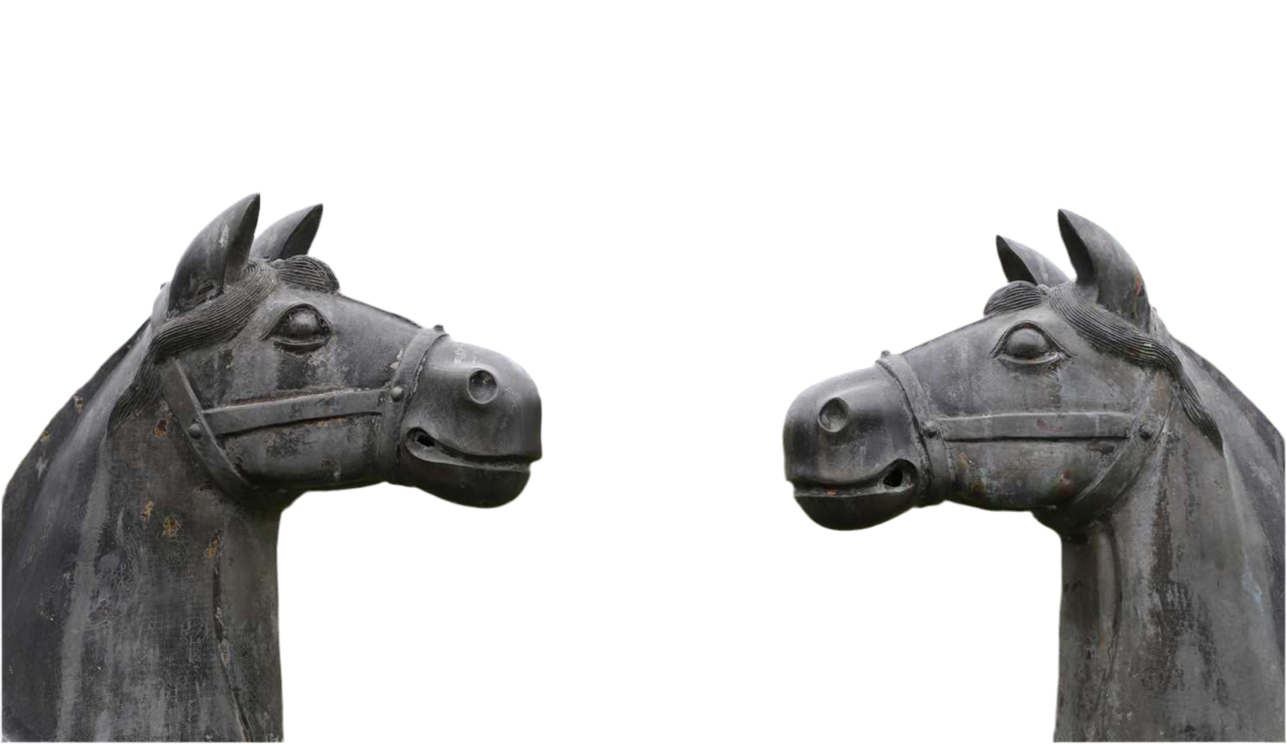 Antique Pair of solid bronze horses, 4.5x4.5ft