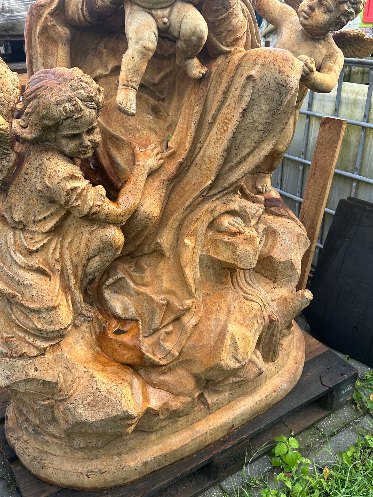 Beautiful French, salvage hand made statue, Mary and cherubs (5ft tall)