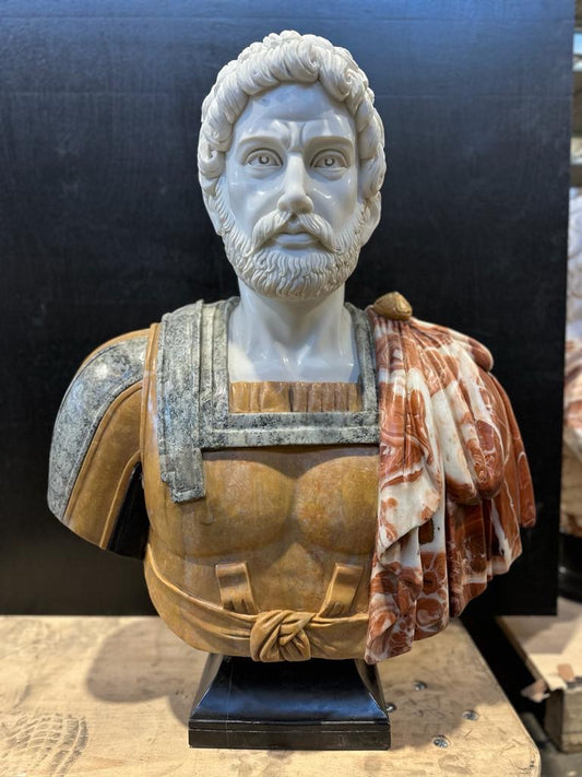 Rare, Greek marble bust on plinth, one of a kind