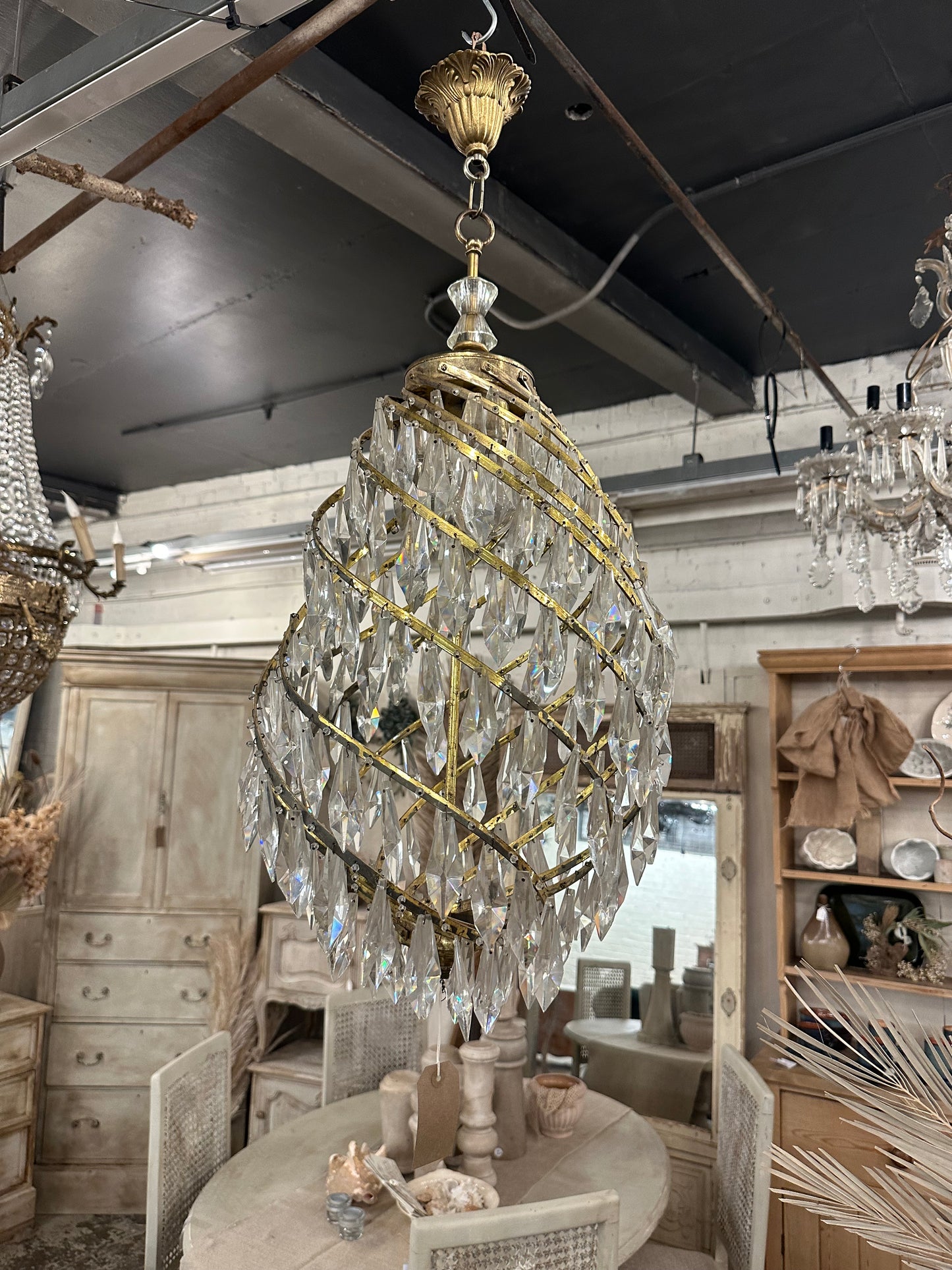 Stunning French twisted crystal chandelier