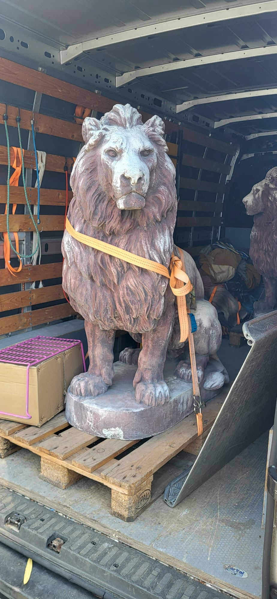 Pair of Italian limestone lions from early 1900’s 4.5ft tall