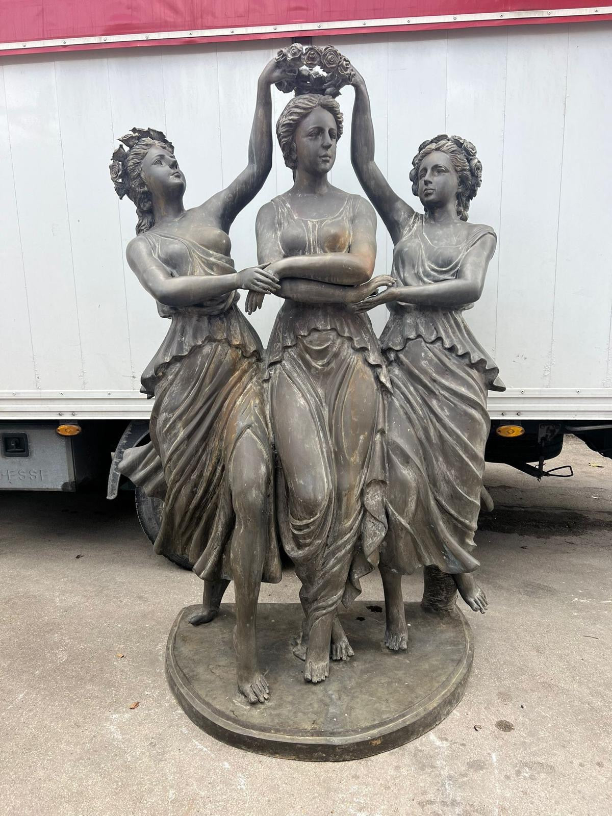 Stunning, antique bronze 3x ladies statue from Italy