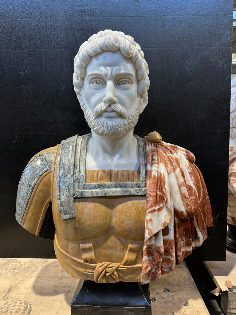 Rare, Greek marble bust on plinth, one of a kind