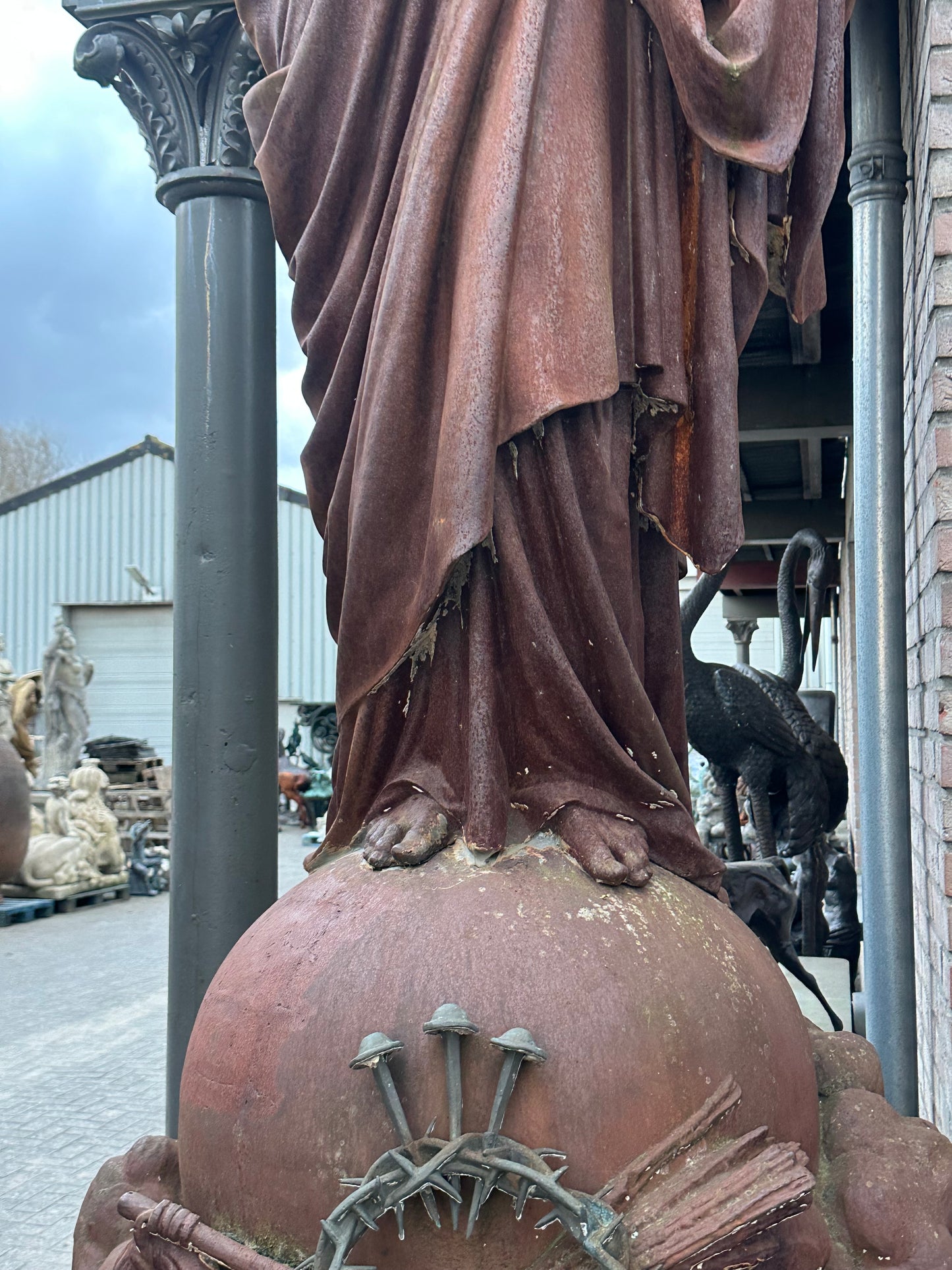 Huge 14ft+, extremely rare, 1 of 2 in existence, signed “Jesus” on plinth statue, “fondu par denonvilliers jesus” MAURICE DENONVILLIERS