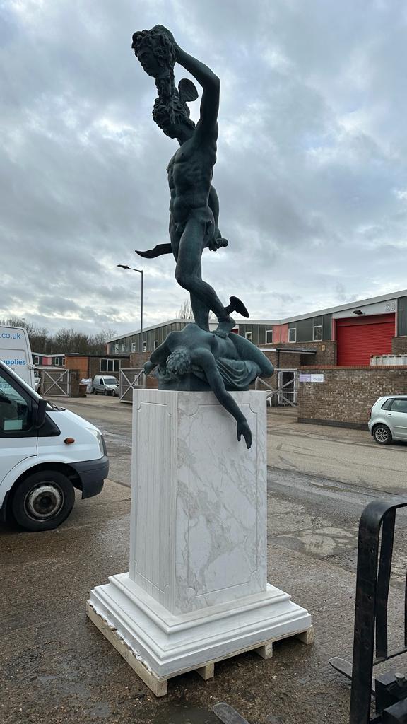 Bronze Perseus Medusa statue, sat on a marble base