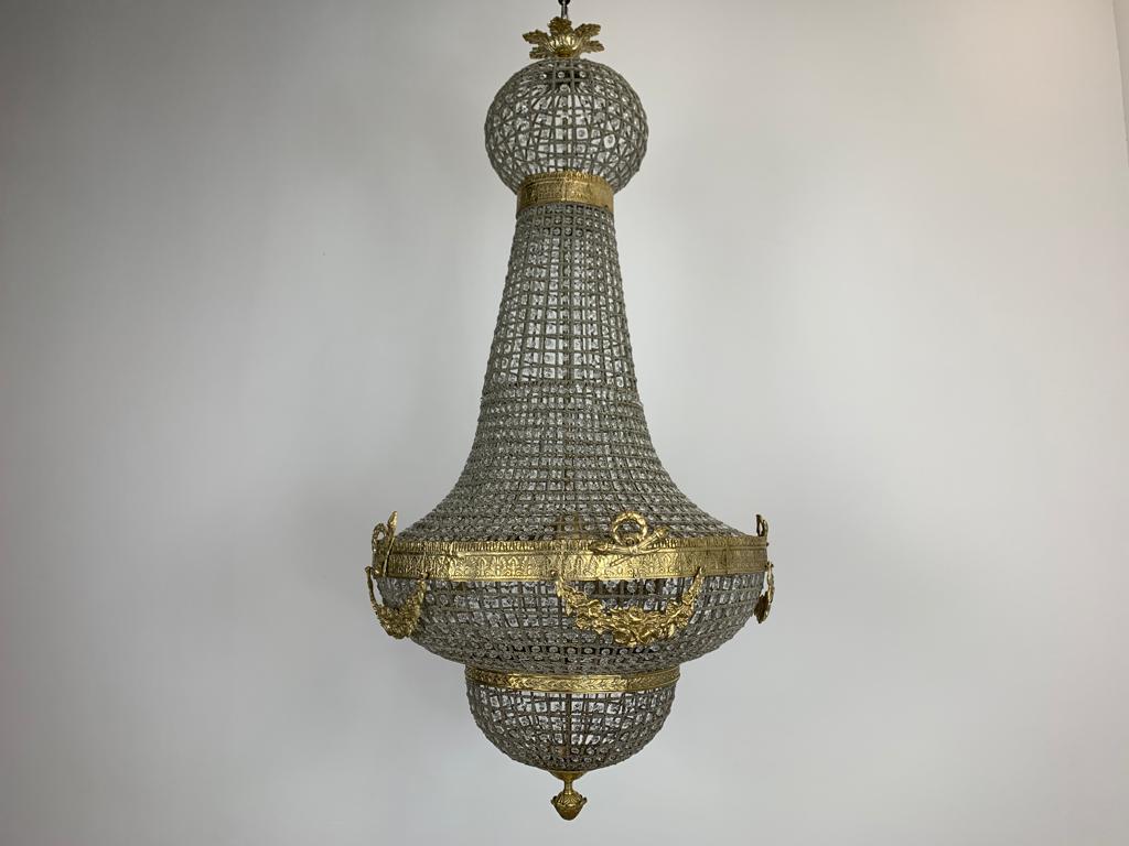 210cm empire chandelier, French ormolu style.