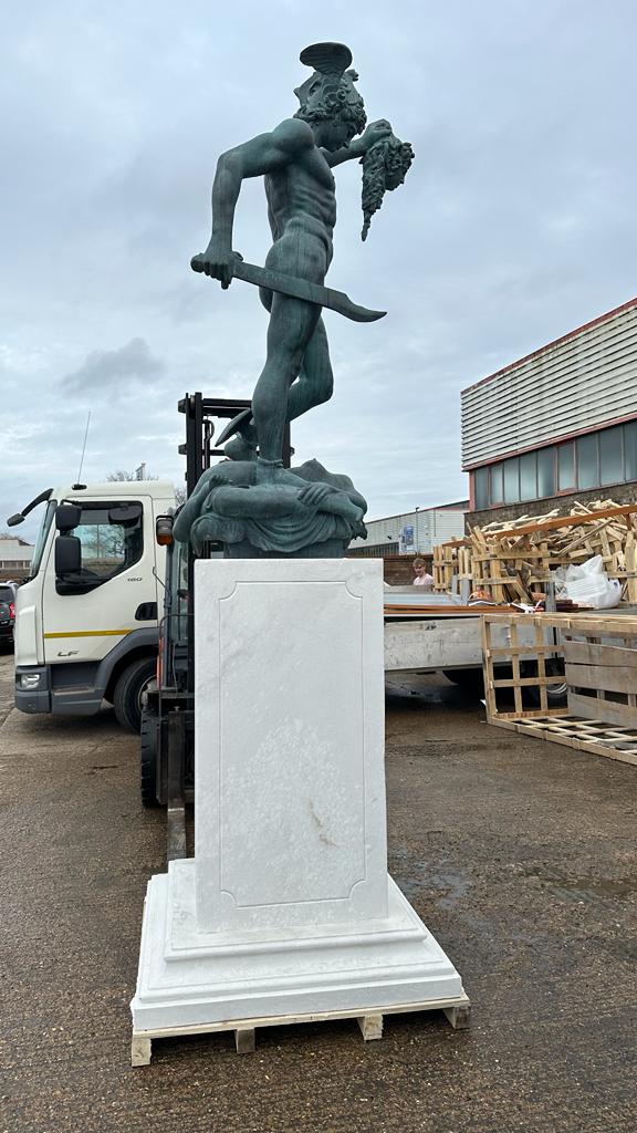 Bronze Perseus Medusa statue, sat on a marble base