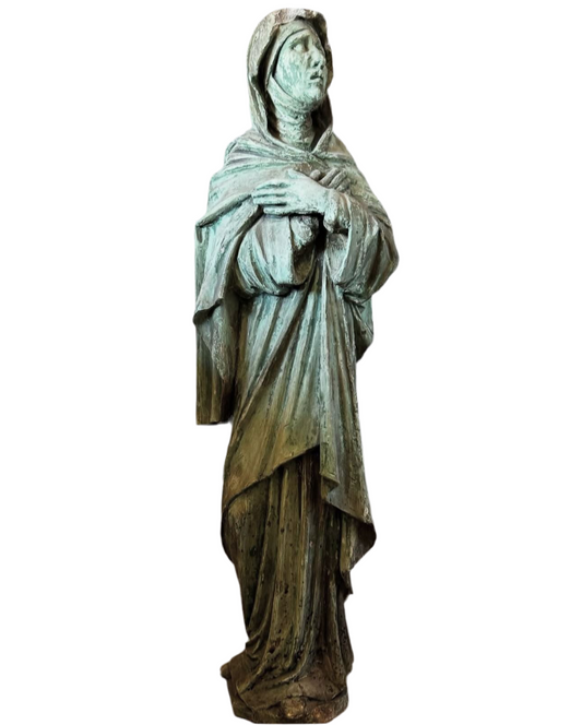 A beautiful, 18thC Italian plaster painted statue of Marie, 4ft tall