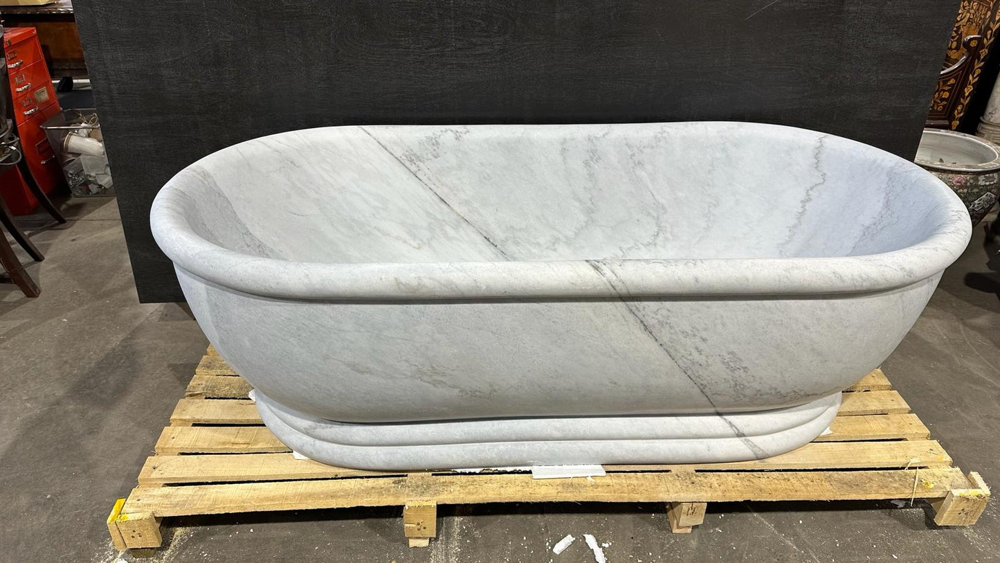 Italian solid marble bath, 188cm long, double ended