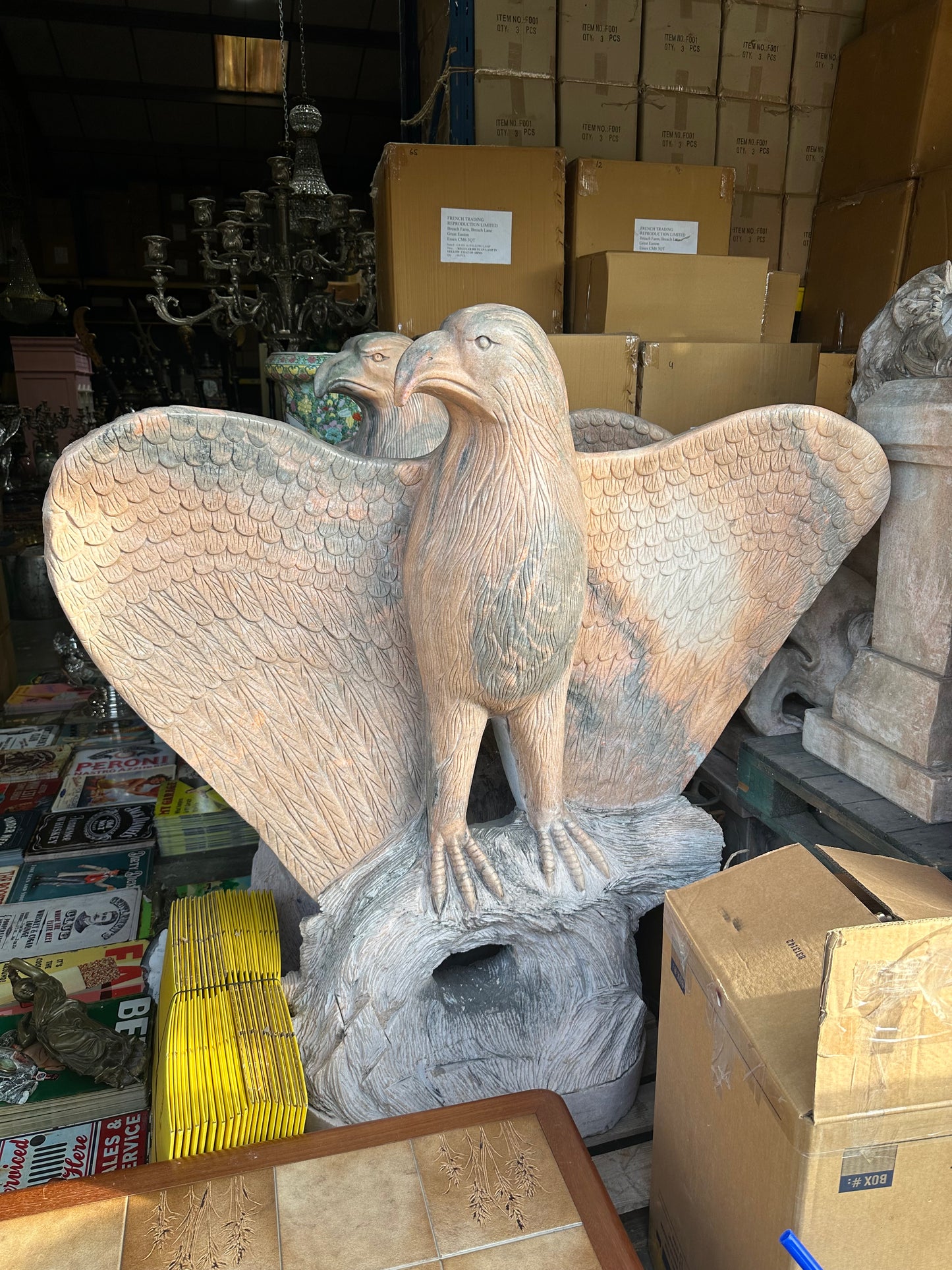 Pair of, Italian marble 1950’s carved eagles (priced individually)