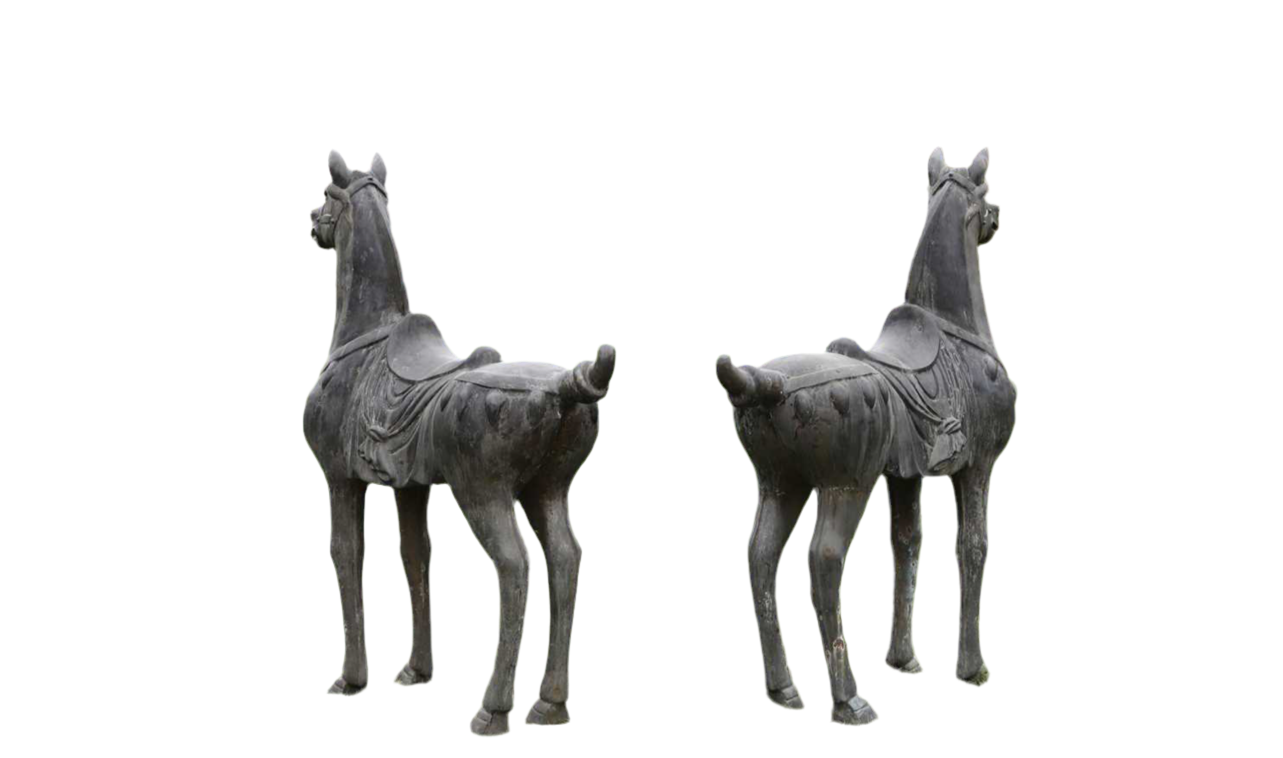 Antique Pair of solid bronze horses, 4.5x4.5ft