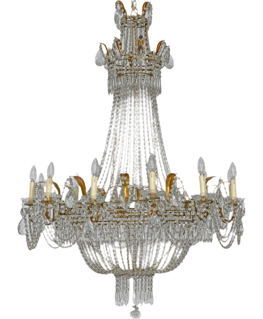 Stunning, 130cm tall, French crystal and bronze, 19thC chandelier