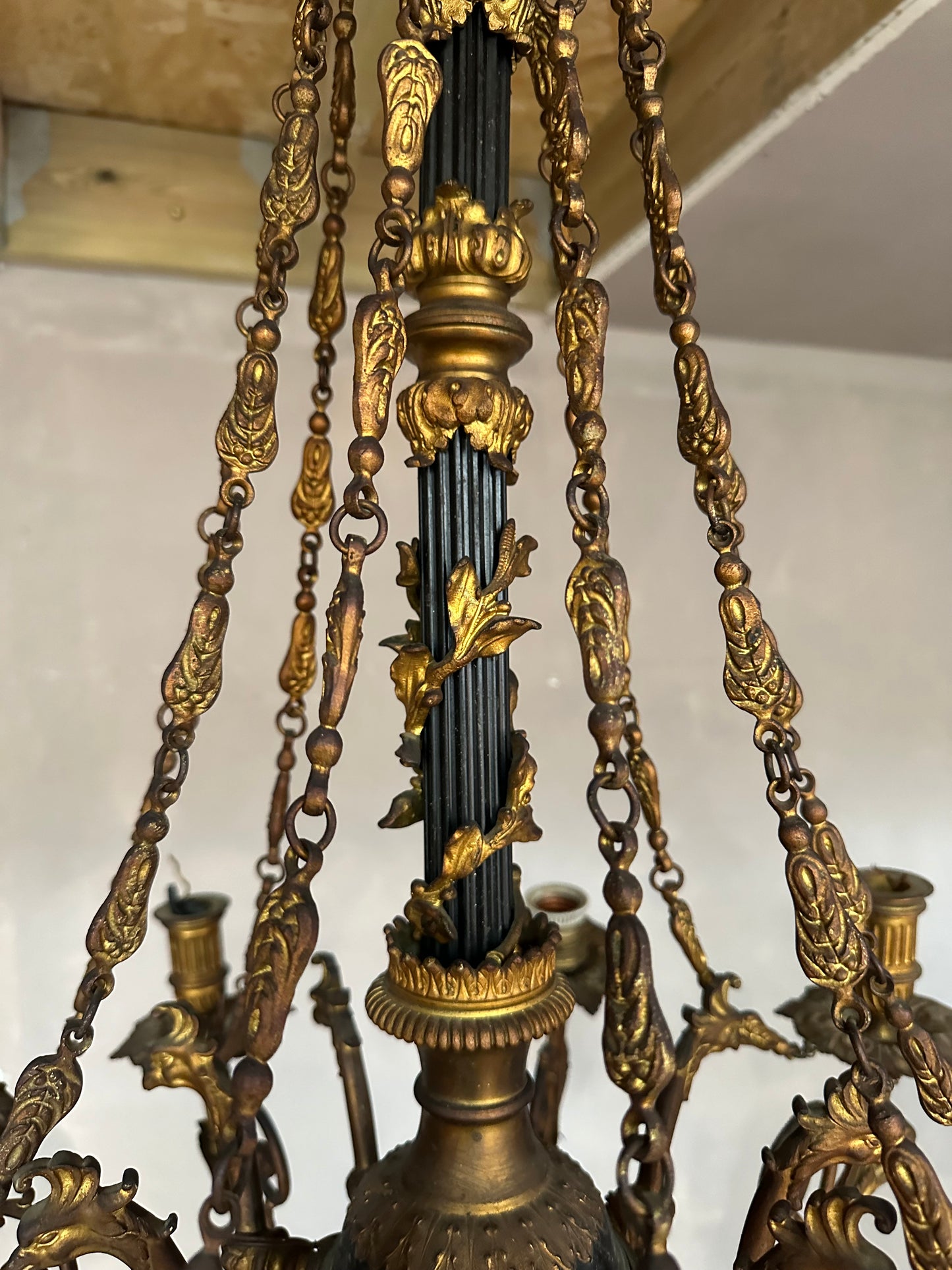 Stunning, 19thC bronze French chandelier