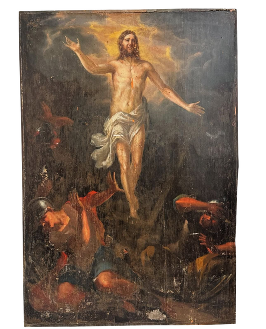 Stunning, original 18thC religious painting on panel of wood, removed from Italian church