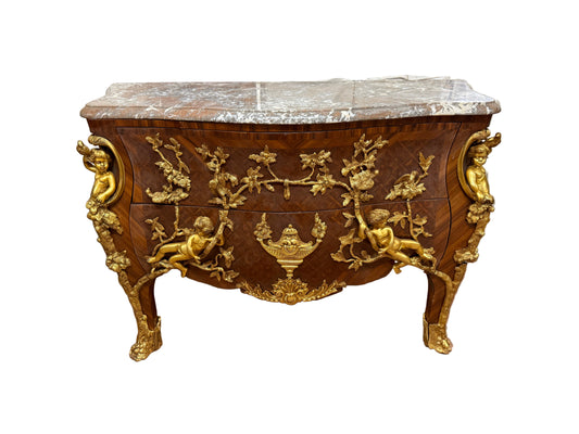 Stunning, French antique bronze mounted commode with x2 drawers