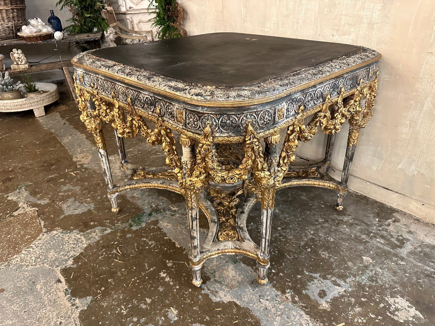 Rare, antique Italian console table, original paint