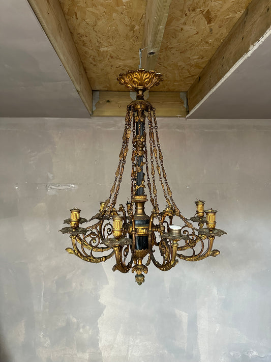 Stunning, 19thC bronze French chandelier