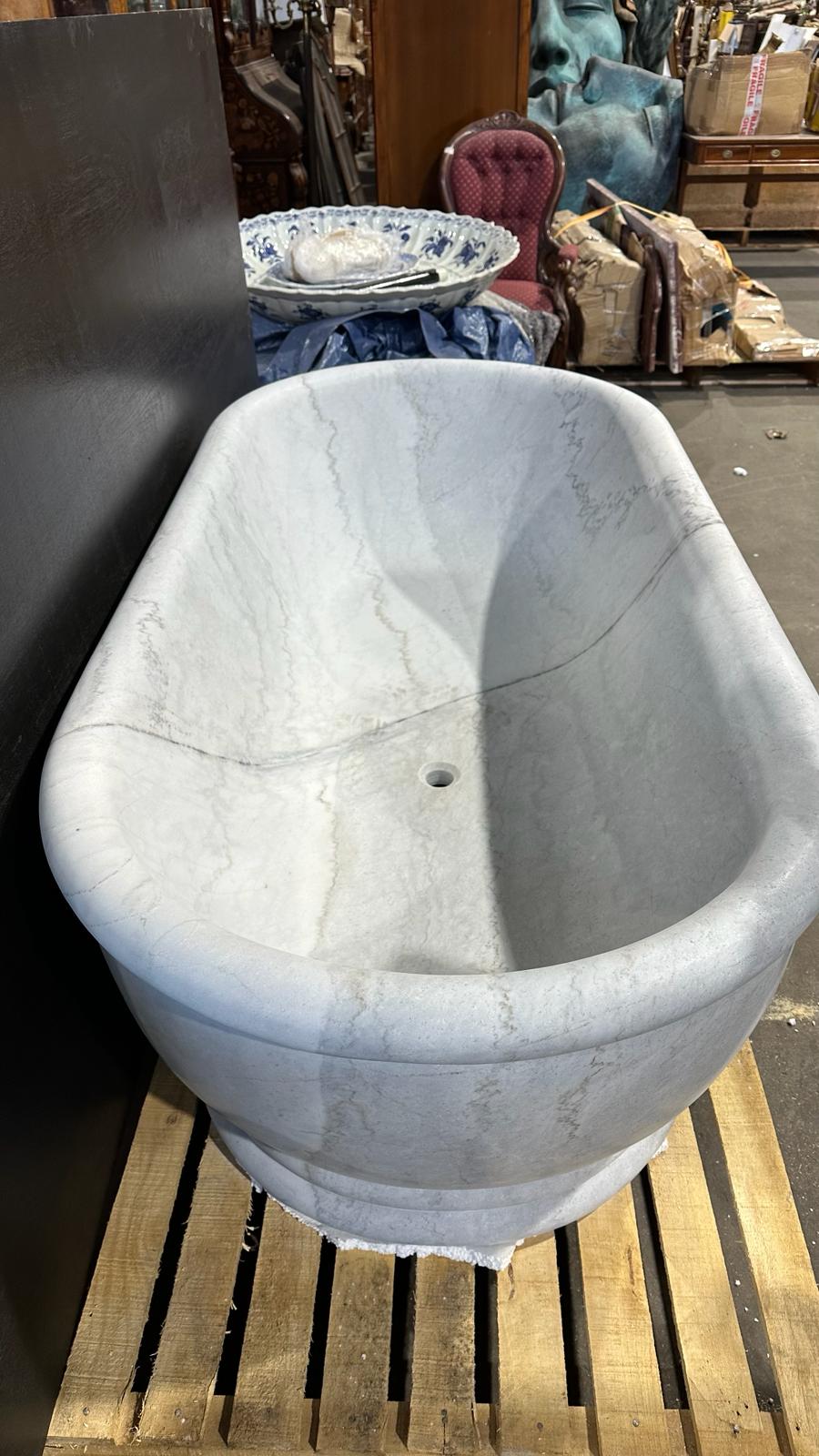 Italian solid marble bath, 188cm long, double ended