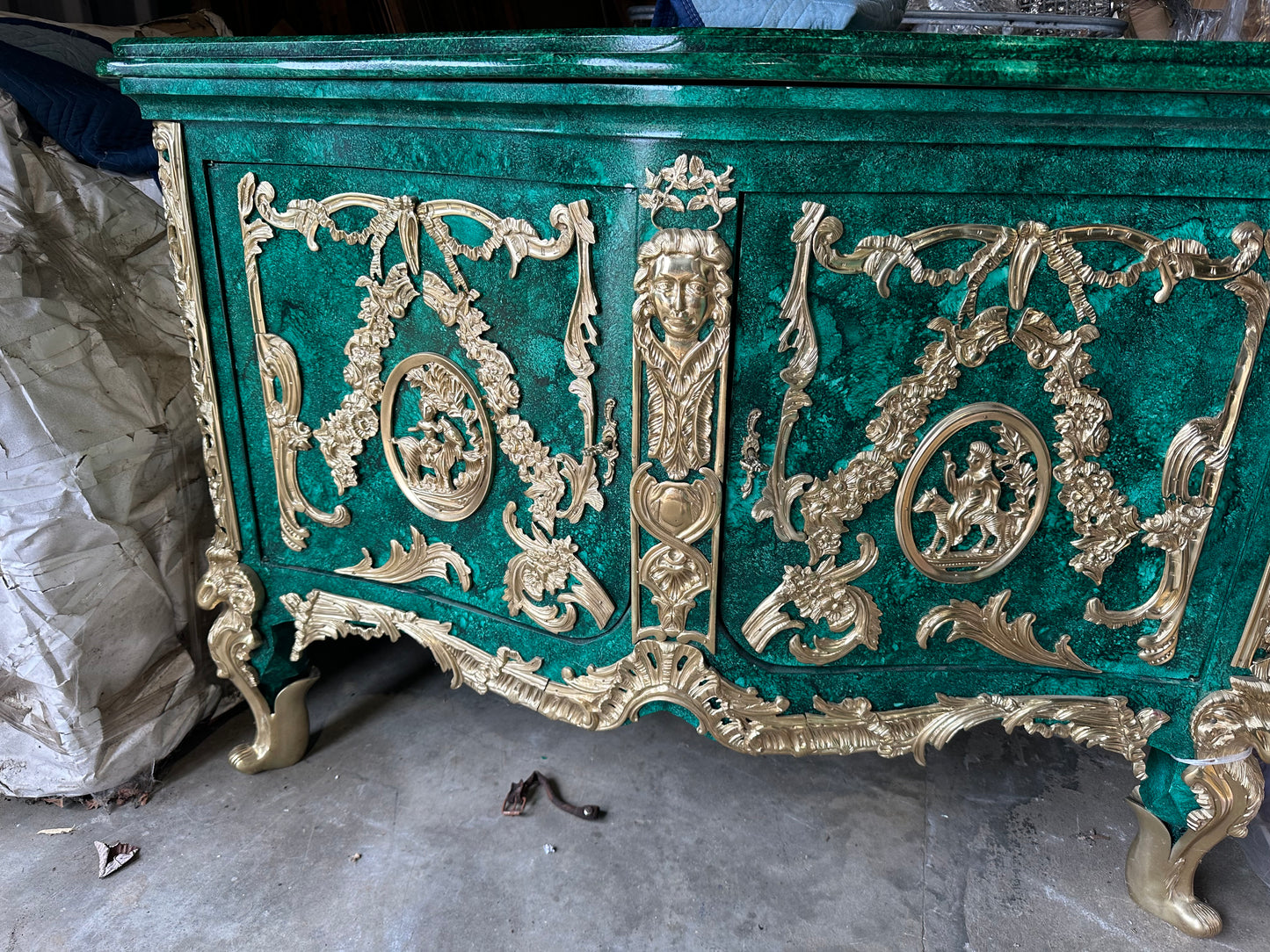 Beautiful, French marble topped empire commode with bronze ormolu (pair available)