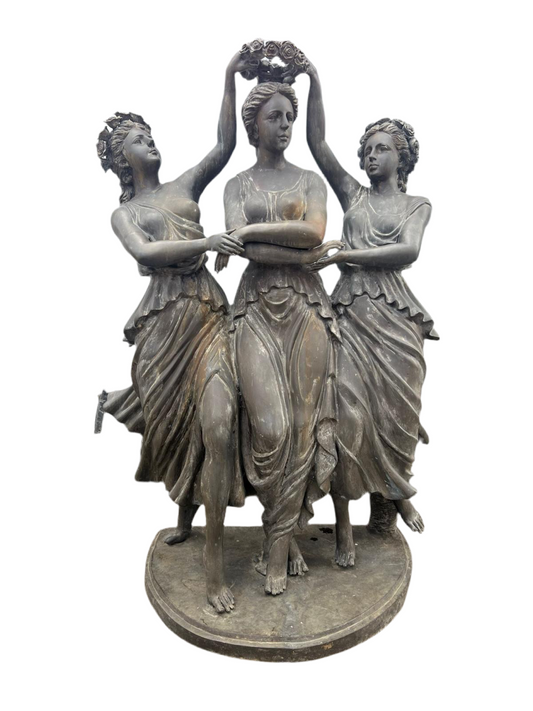 Stunning, antique bronze 3x ladies statue from Italy