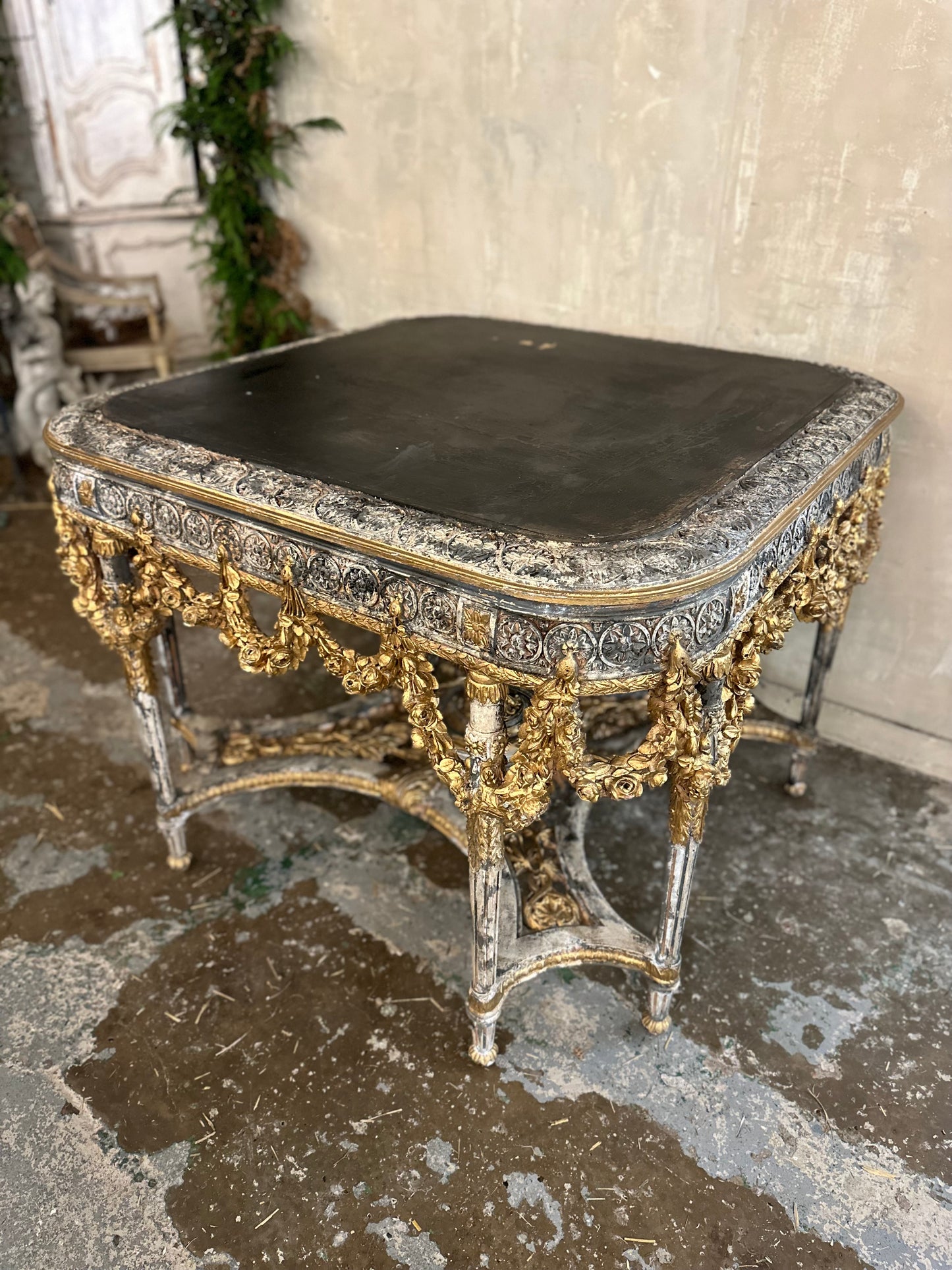 Rare, antique Italian console table, original paint