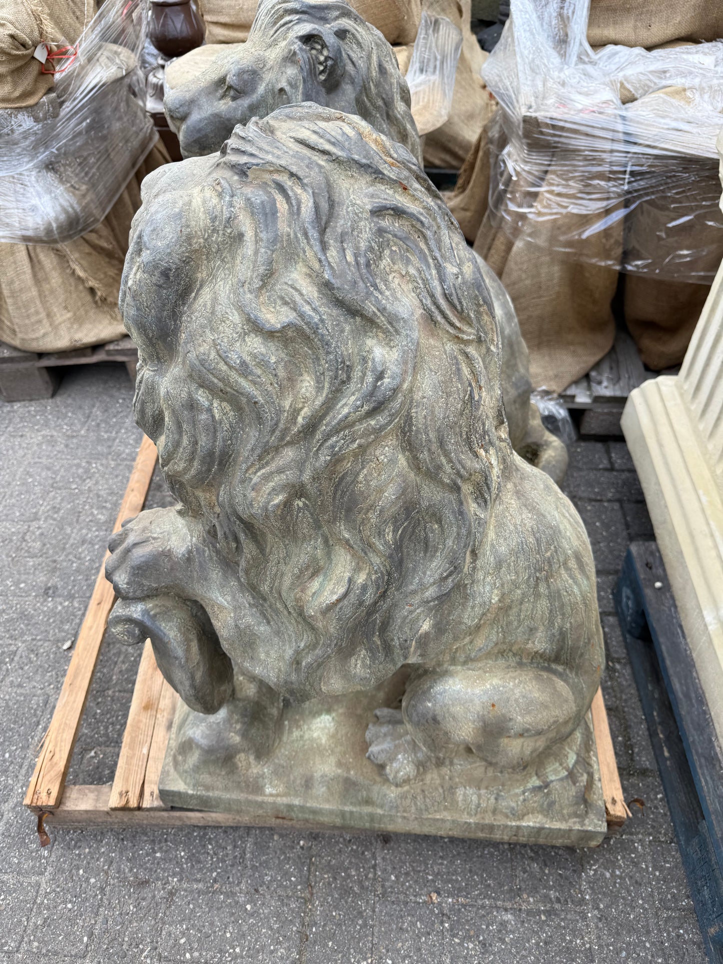 Pair of beautiful bronze lions standing 3.5ft tall