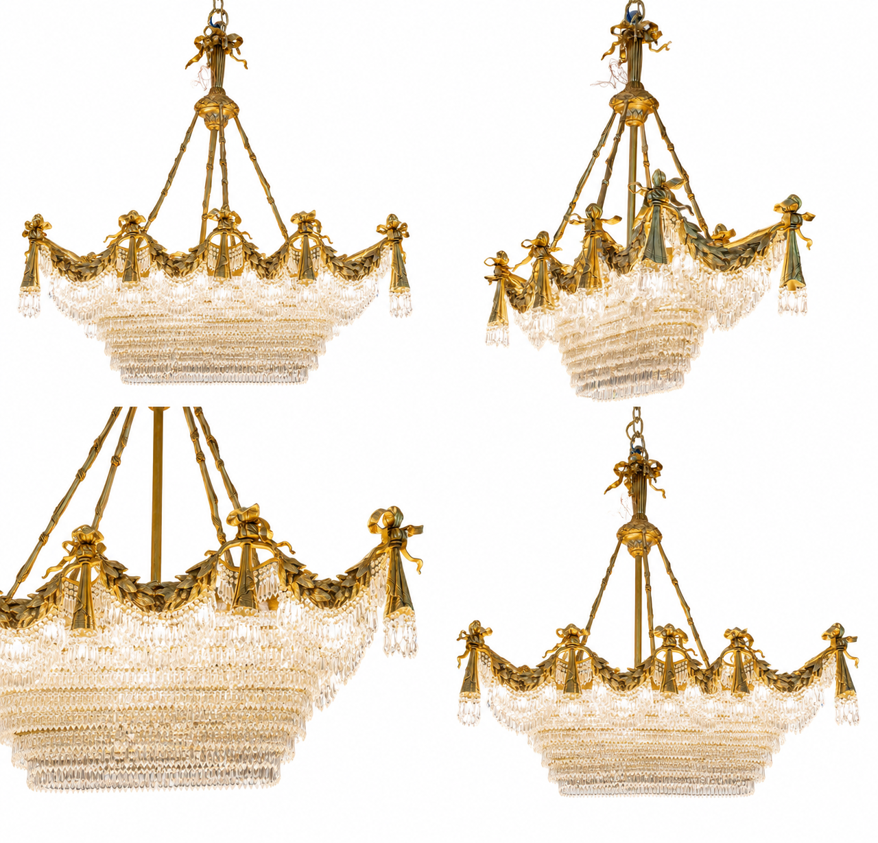 Beautiful, crystal and bronze, 150x130x55cm chandelier (pair available)
