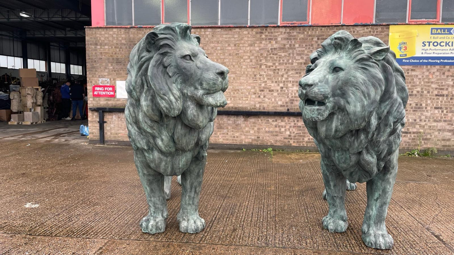 Huge, pair of antique bronze lions from Italy