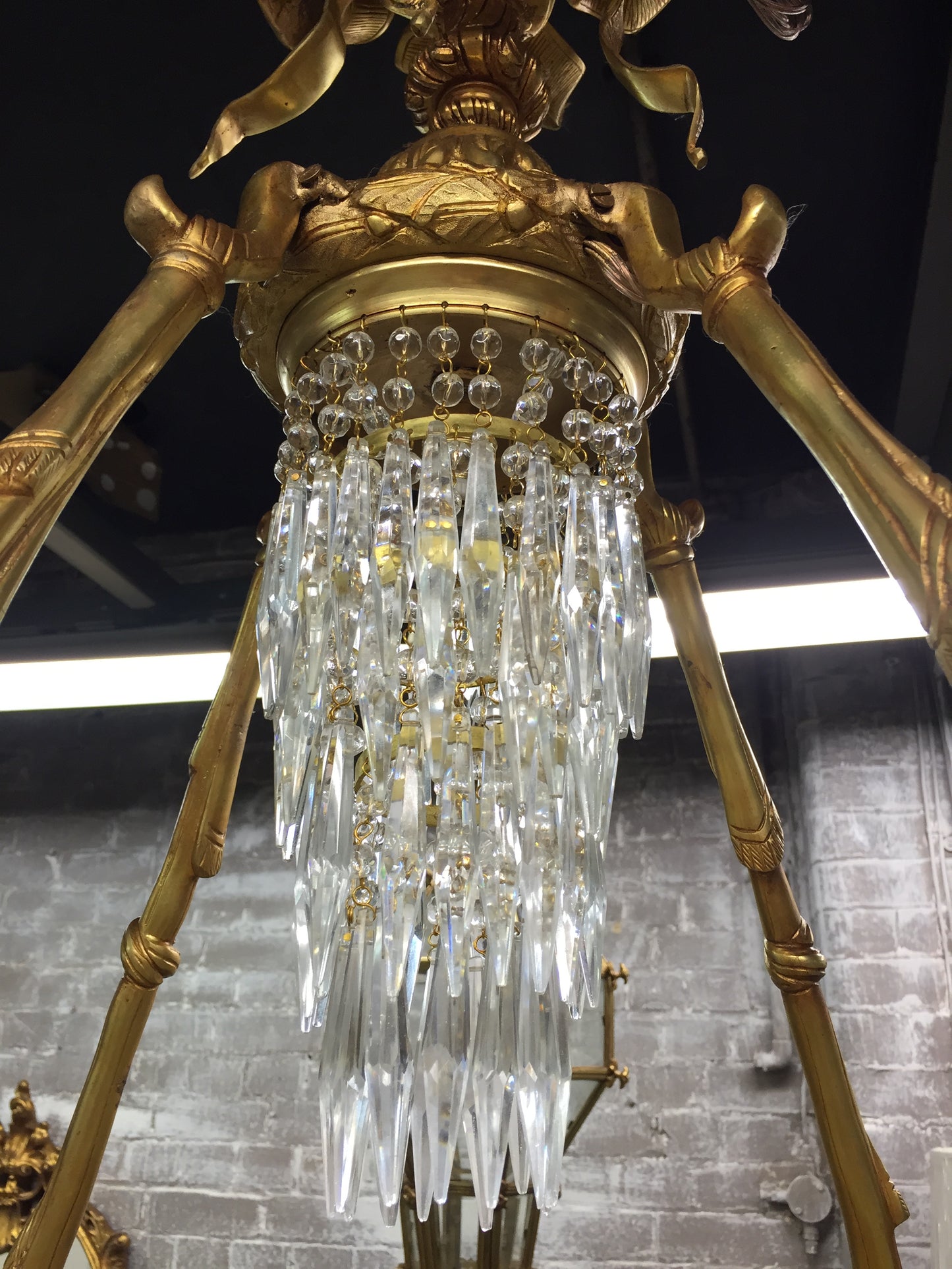 Stunning waterfall, crystal and bronze, chandelier (pair available)