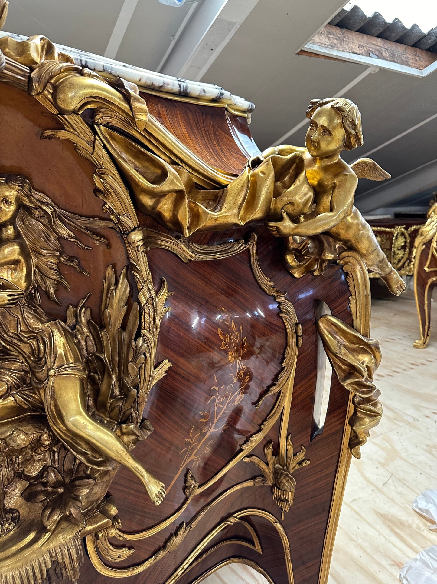 French Louis XV, Linke, marble top,  bronze mounted cupboard (260kgs)