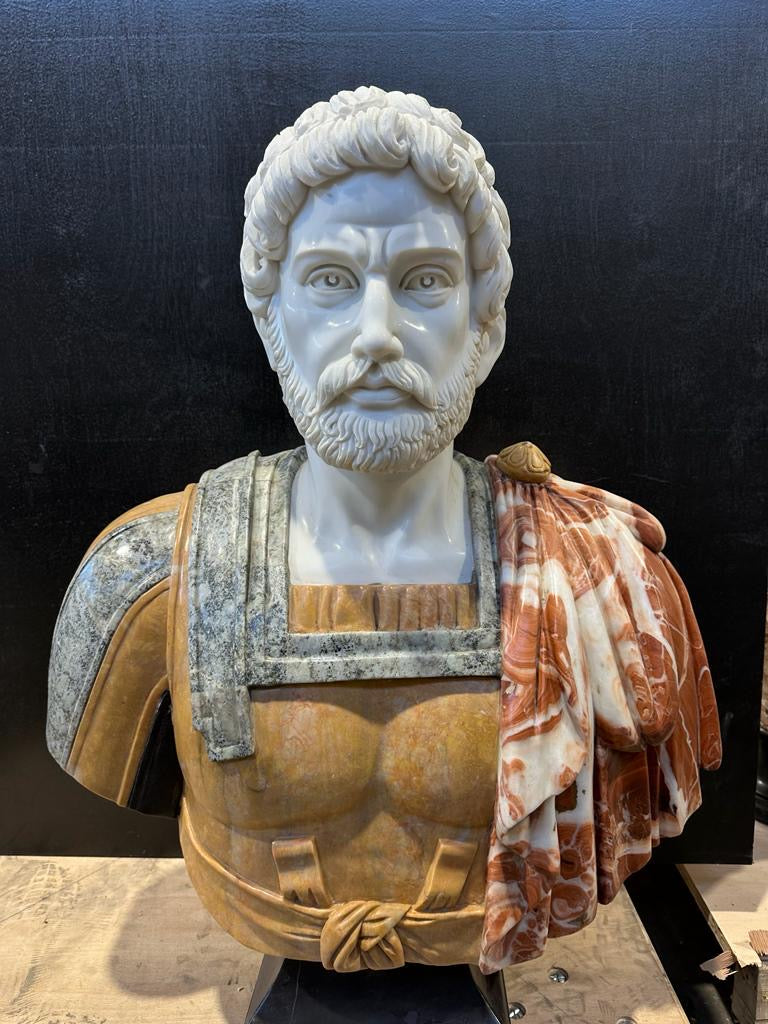 Rare, Greek marble bust on plinth, one of a kind