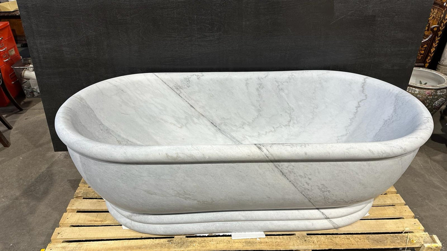 Italian solid marble bath, 188cm long, double ended