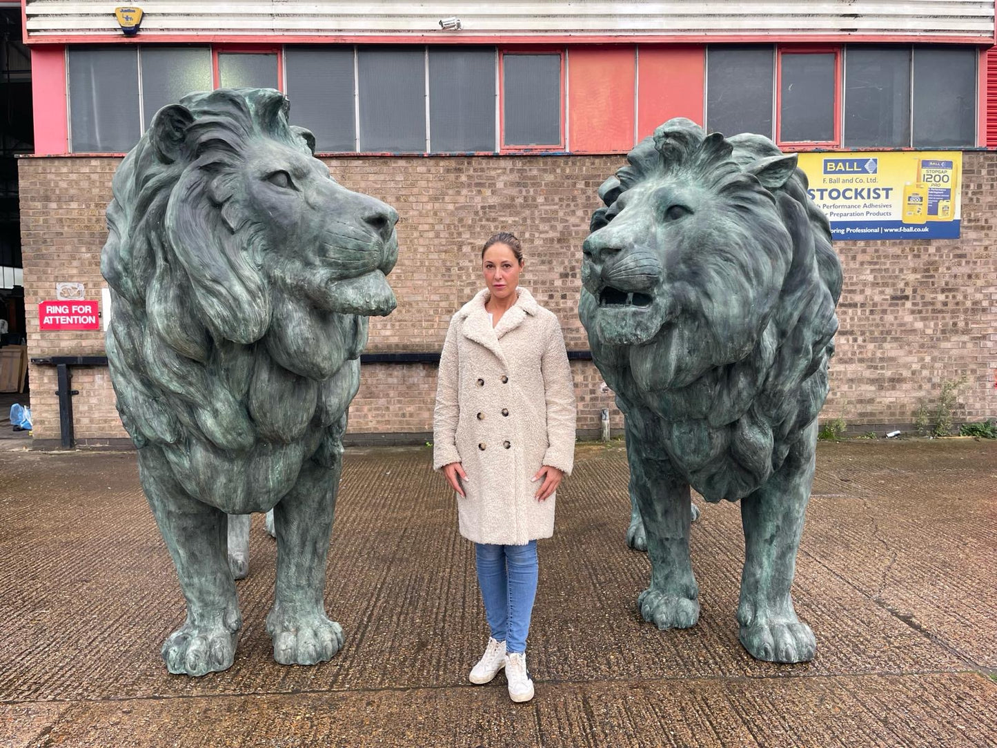 Huge, pair of antique bronze lions from Italy