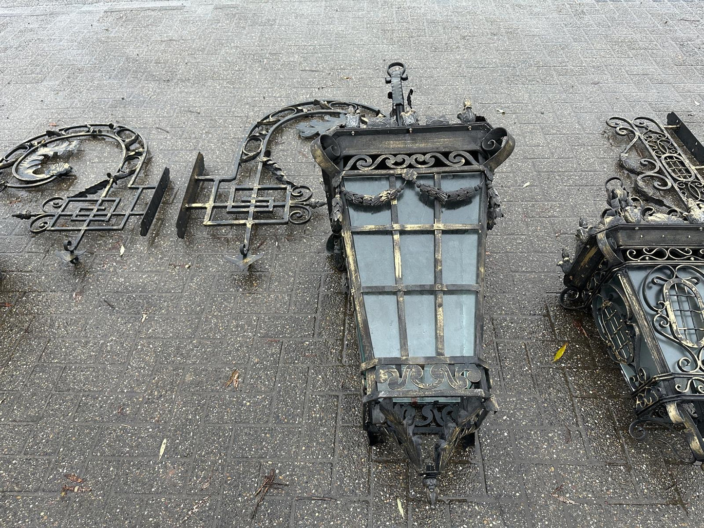 Huge, 1.2m tall, antique French brass lanterns and x16 available