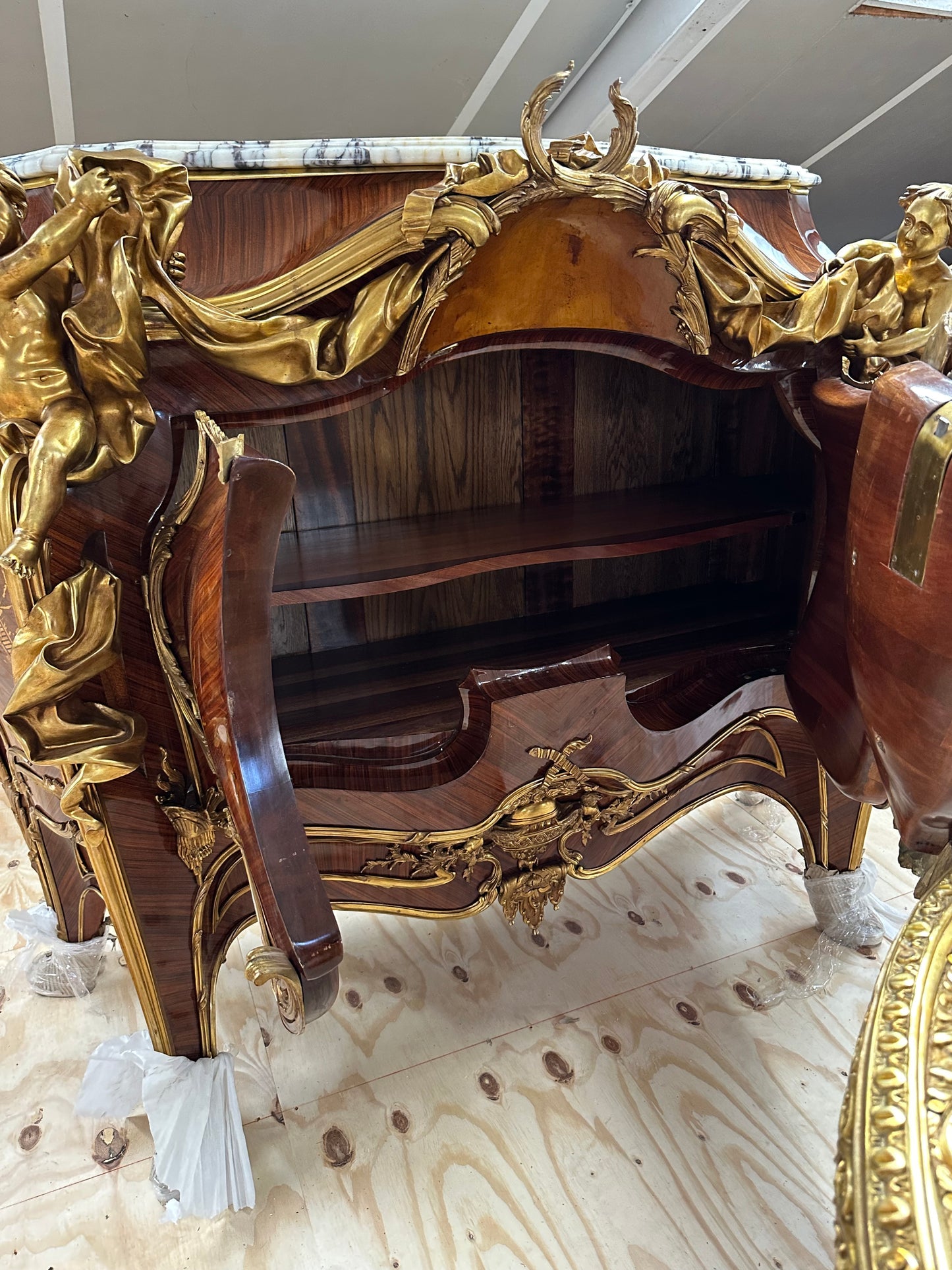 French Louis XV, Linke, marble top,  bronze mounted cupboard (260kgs)