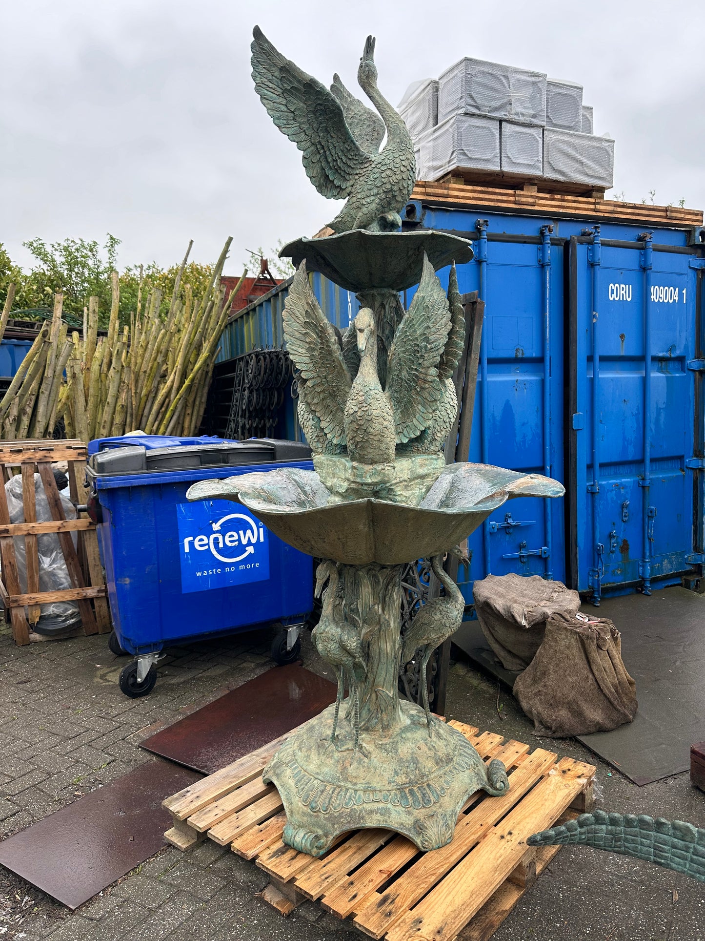 Rare, solid bronze, “Swan” water fountain