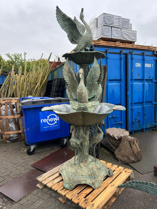 Rare, solid bronze, “Swan” water fountain