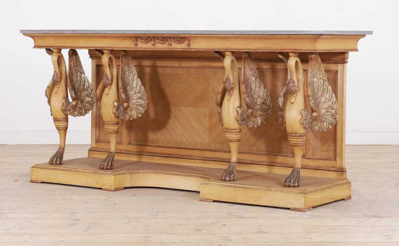 Stunning, 19th century, French empire console table with marble top, 6ft wide