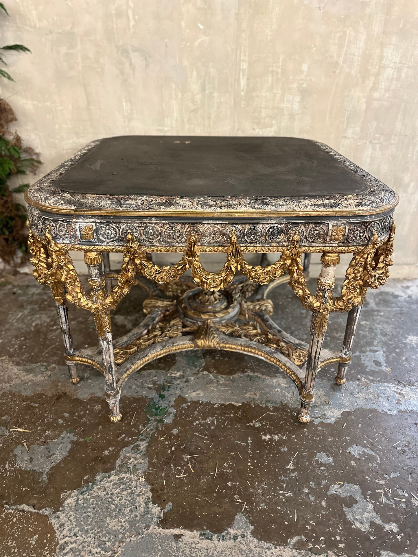 Rare, antique Italian console table, original paint