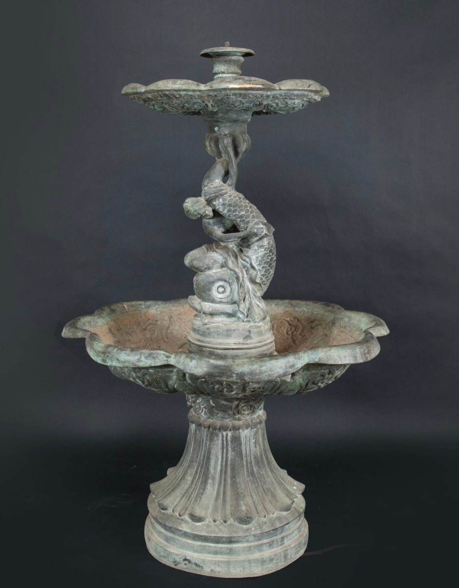 19thC, French bronze fountain, from Versailles, 6ft tall