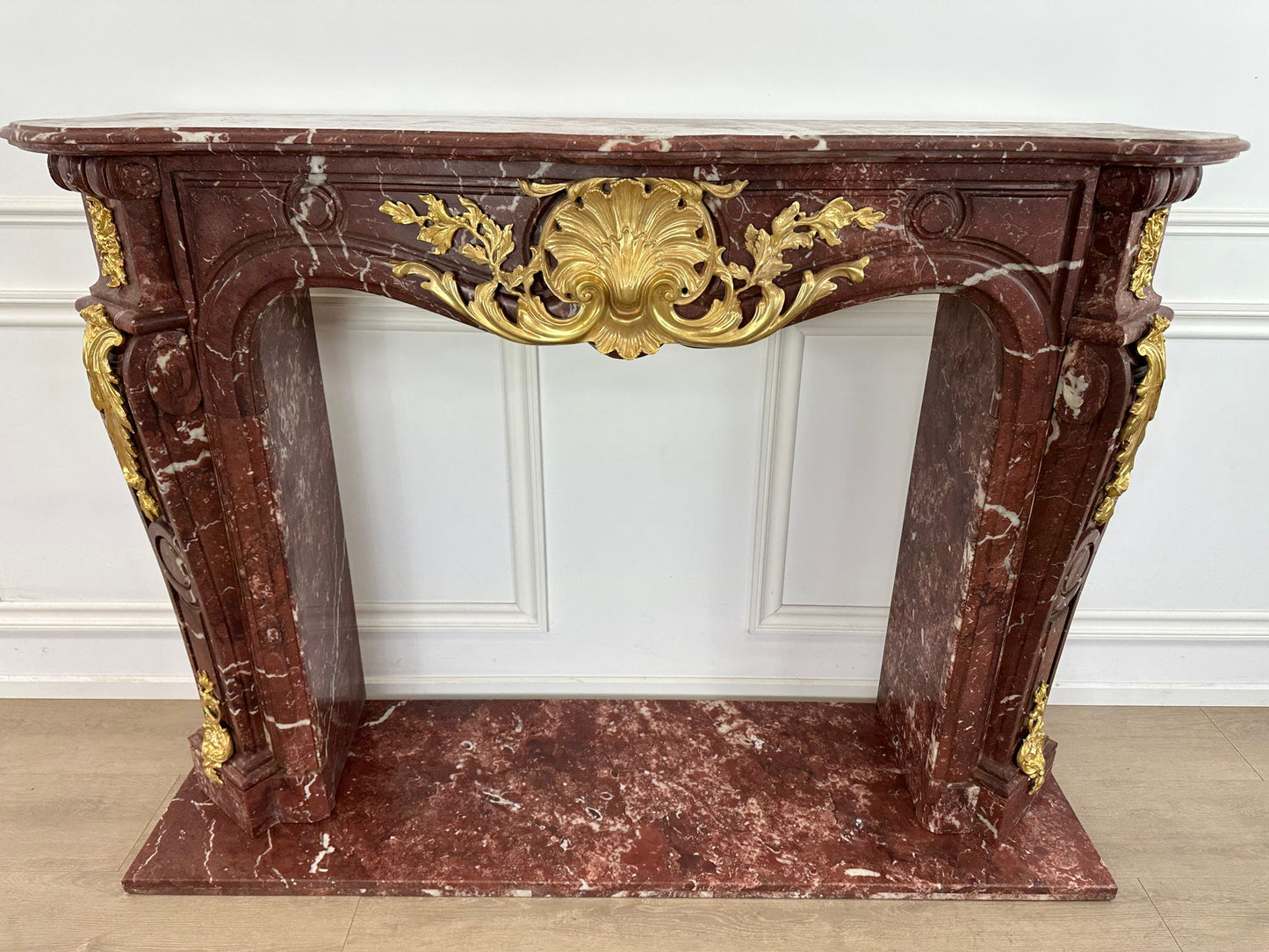 Beautiful French rococo marble fireplace (pair available)