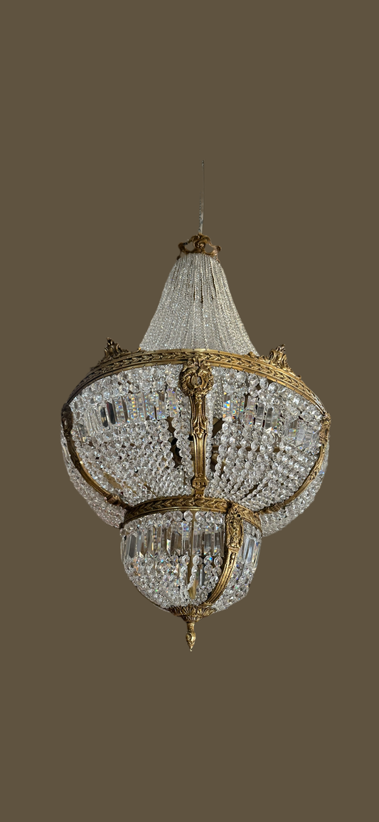 Stunning 5ft tall French crystal chandeliers