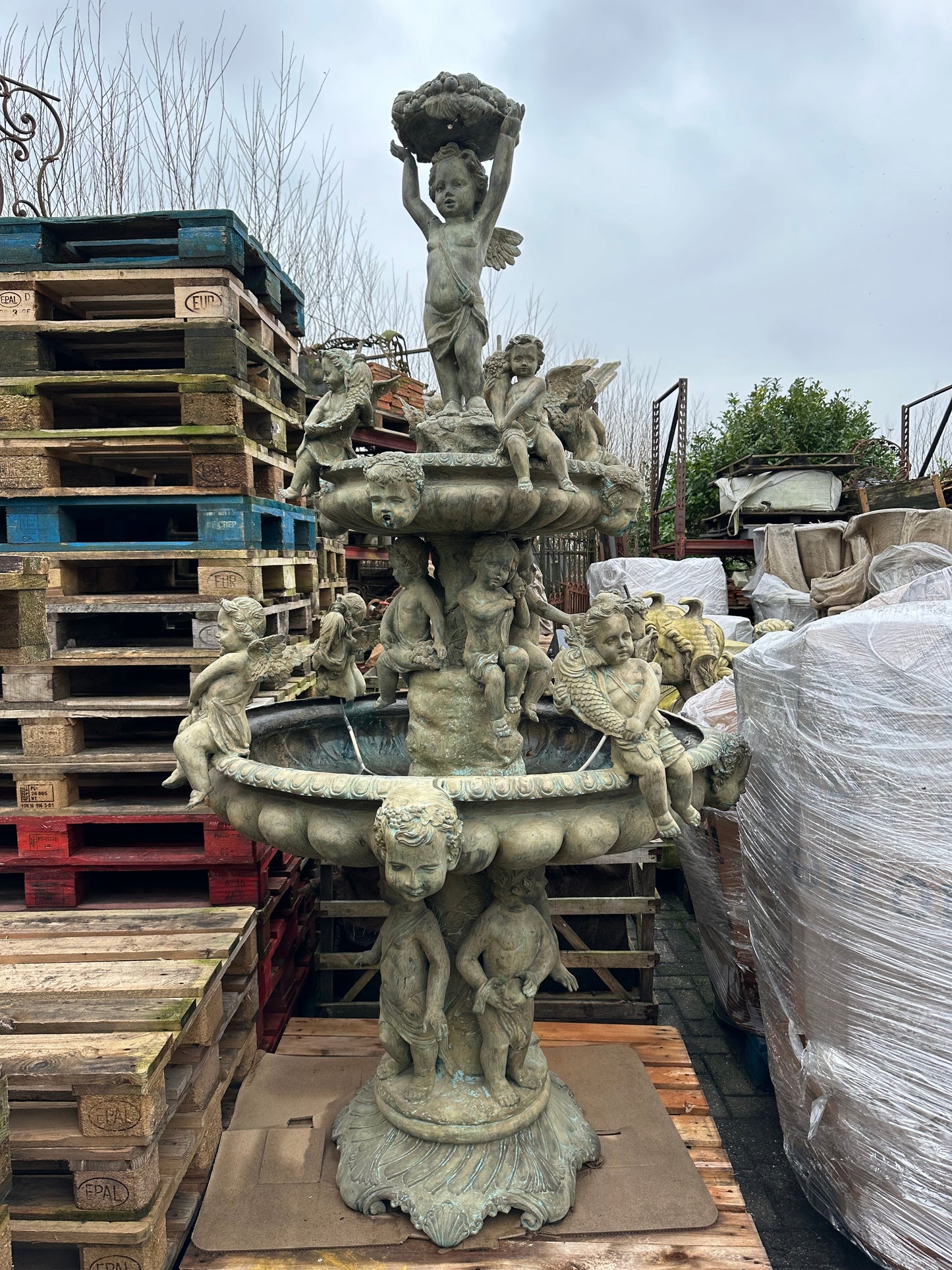 Fantastic, 1920’s solid bronze French cherub water fountain