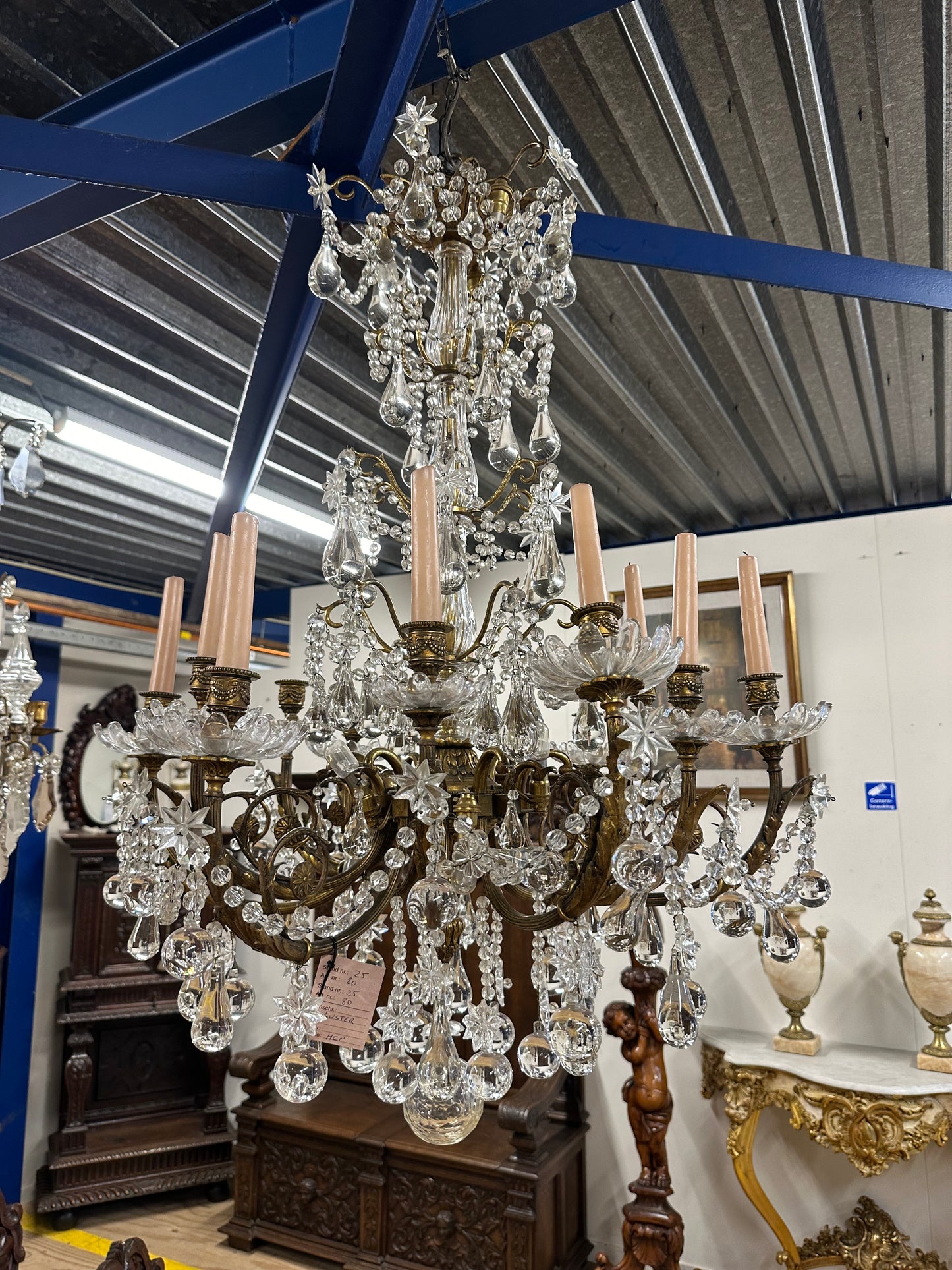 Beautiful, early 1800’s, French bronze and crystal, chandelier