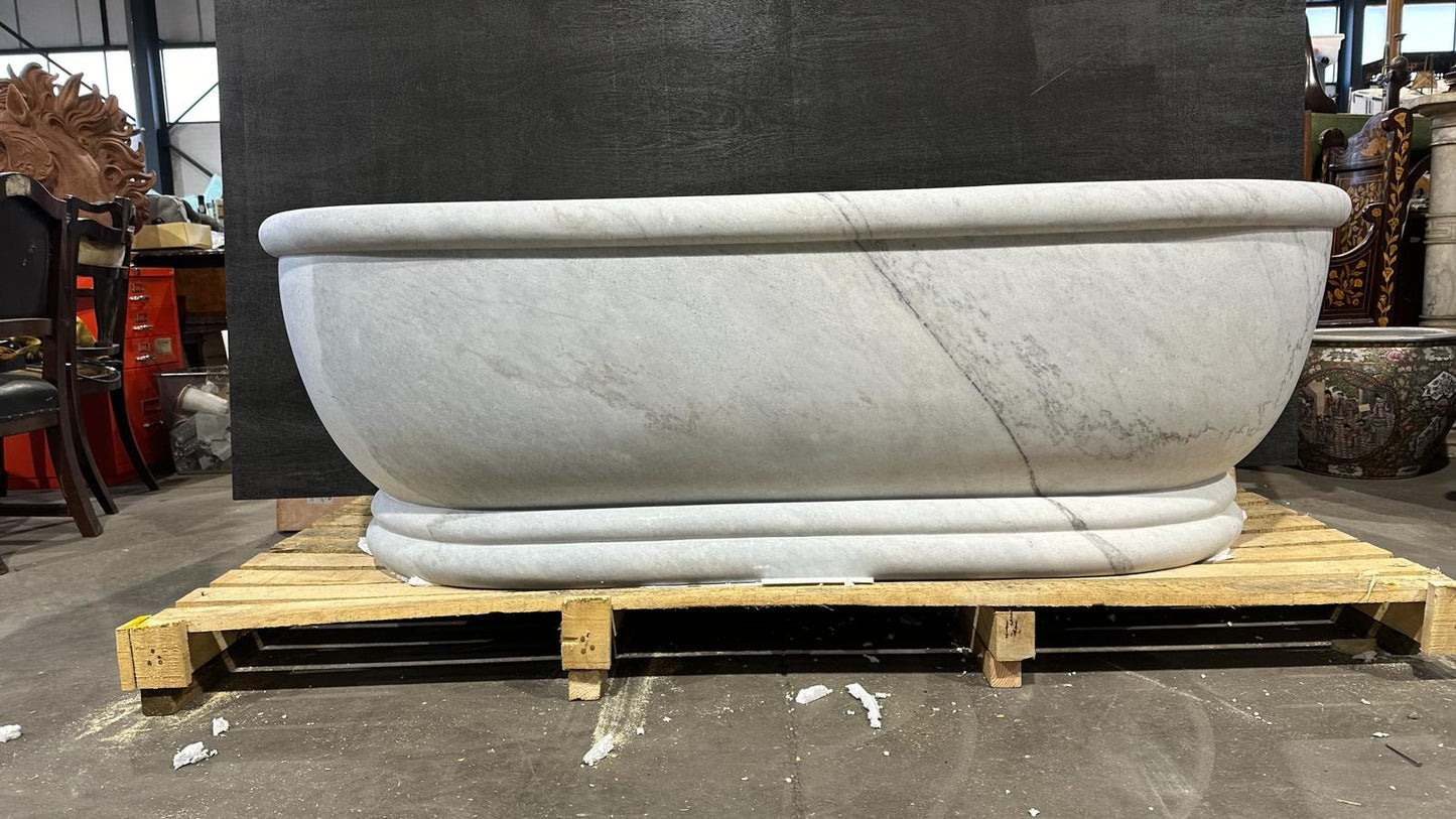 Italian solid marble bath, 188cm long, double ended